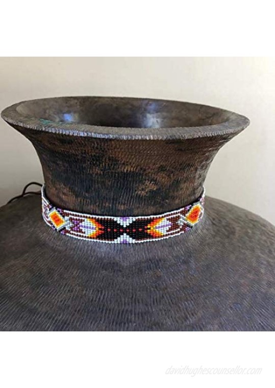 Hat Band Hatbands for Men and Women Leather Straps Cowboy Beaded Bands White Black Red Orange Yellow Grey Brown Purple Handmade in Guatemala 7/8 Inches x 21 Inches