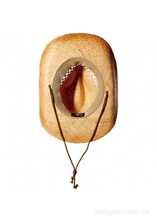 Henschel Vented Hand Stained Raffia Western Straw Hat with Chincord & Concho