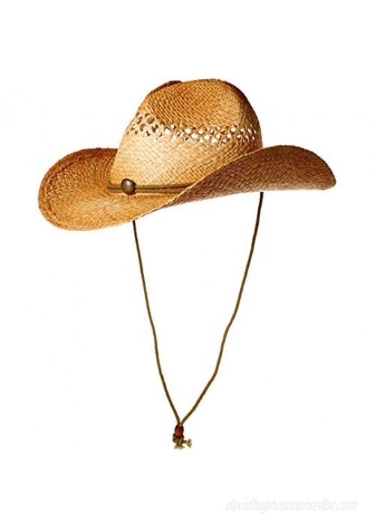 Henschel Vented Hand Stained Raffia Western Straw Hat with Chincord & Concho