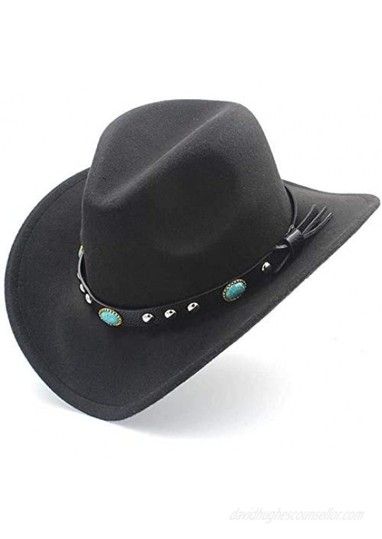 iCoup Womens Fashion Western Cowboy Hat with Roll Up Brim Felt Cowgirl Sombrero Caps