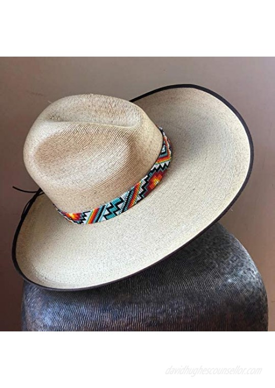 Mayan Arts Hat Band Cowboy Western Beaded Hatband Turquoise Orange White Men Women Handmade