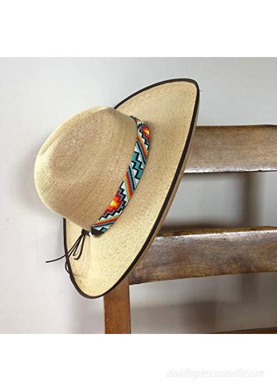 Mayan Arts Hat Band Cowboy Western Beaded Hatband Turquoise Orange White Men Women Handmade