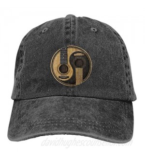 Old and Worn Acoustic Guitars Yin Yang Vintage Cowboy Hat Classic Sports Headgear Cotton Adjustable Baseball Cap for Men and Women Charcoal Gray