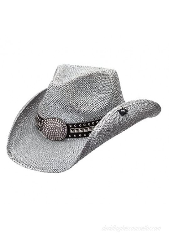 Peter Grimm Women's Gila Drifter – Rhinestone Cowgirl Hat (Metallic Silver)