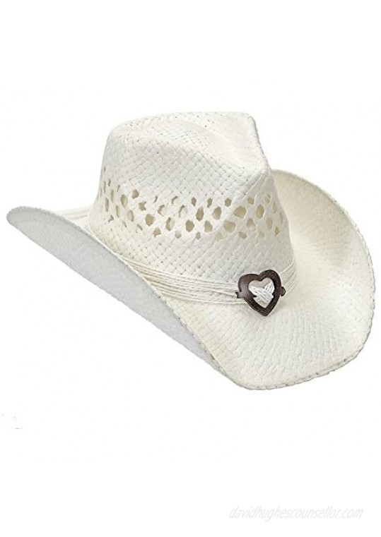 Port Classic Shapeable Straw Country Cowboy Hat Heart