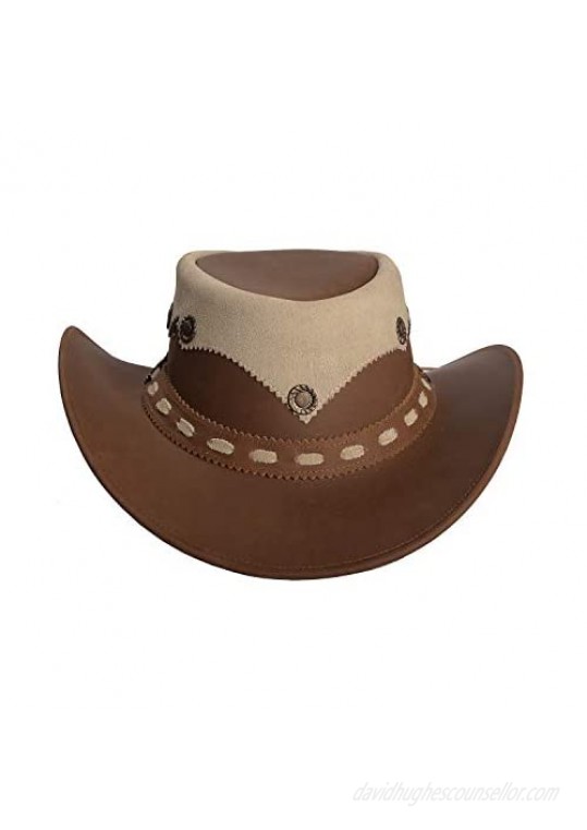 Real Leather Western Style Hat Australian New Cowboy Chin Strap Plain Hats