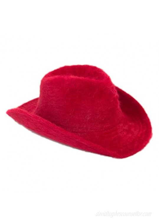 Rising Phoenix Industries Cute Furry Winter Fashion Cowgirl Hat Shapeable Angora Cowboy Hats for Women