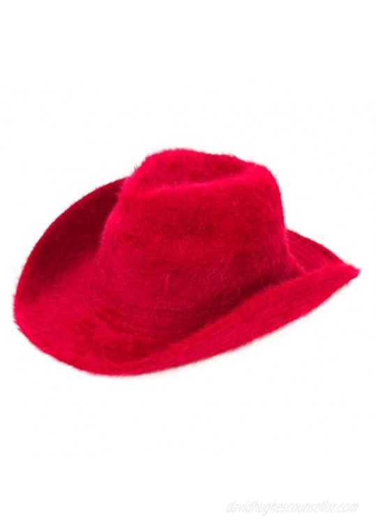 Rising Phoenix Industries Cute Furry Winter Fashion Cowgirl Hat  Shapeable Angora Cowboy Hats for Women