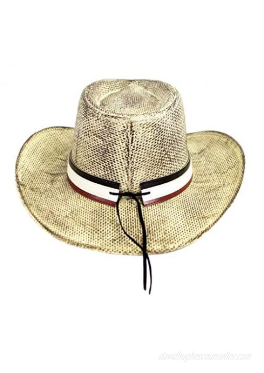 Women's Vintage Tea-Stained USA American Flag Cowboy Hat w/Western Shape-It Brim
