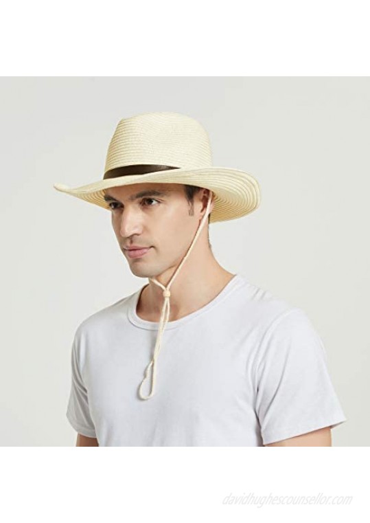Yosang Adult Straw Cowboy Hat Wide-Brimmed Woven Summer Sun Hat