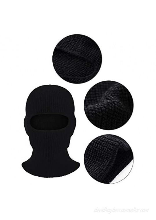 2 Pieces 1-Hole Ski Mask Knitted Face Cover Winter Balaclava Full Face Mask for Winter Outdoor Sports