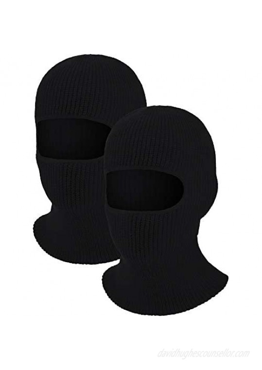 2 Pieces 1-Hole Ski Mask Knitted Face Cover Winter Balaclava Full Face Mask for Winter Outdoor Sports