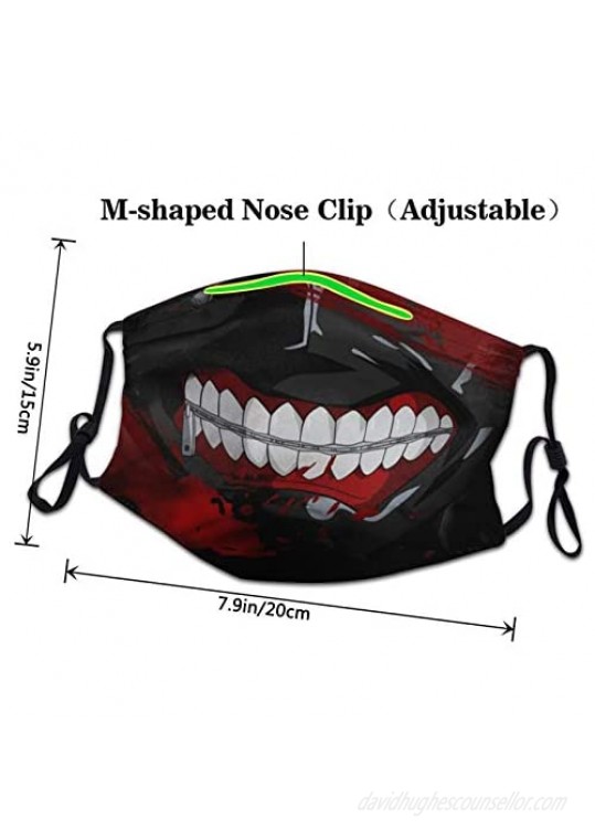 2PCS Men's Mouth Mask with 6 Filters Adjustable Washable Reusable Face Cover Neck Gaiter Bandana for Youth and Adult