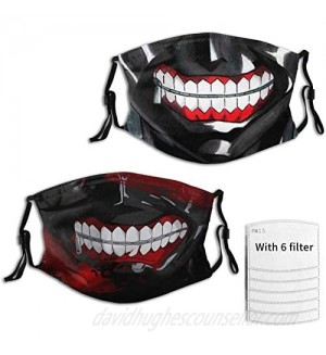 2PCS Men's Mouth Mask with 6 Filters  Adjustable Washable Reusable Face Cover Neck Gaiter Bandana for Youth and Adult