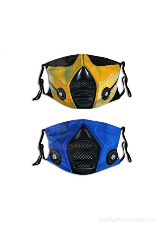 2PCS Mortal Kombat Face Mask Cool Mortal Mask Reusable Washable Balaclavas with 4 Filters
