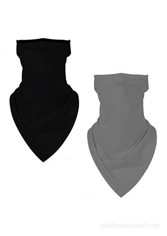 2pcs Neck Gaiter with Ear Loops Face Scarf Balaclava for Dust Wind Riding Face Bandana Mask Reusable Women Men