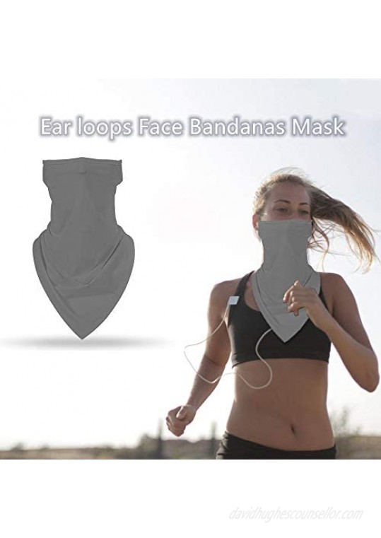2pcs Neck Gaiter with Ear Loops Face Scarf Balaclava for Dust Wind Riding Face Bandana Mask Reusable Women Men