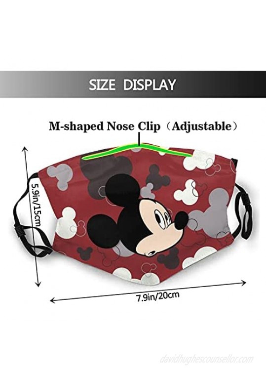 3 PCS Mic-key Mouse Face Mask with 6 Filters Washable Reusable Face Covers for Boys Girls Youth Adult Daily Use