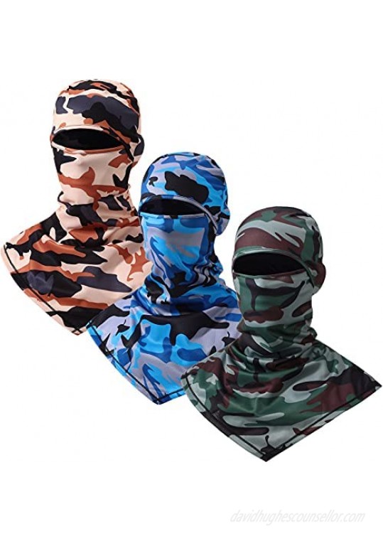 3 Pieces Balaclava Face Covering Camouflage Balaclava Sun Protection Long Neck Full Cover for Men Women