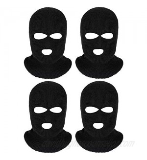 4 Pieces 3-Hole Full Face Cover Ski Mask Winter Balaclava Warm Knit Full Face Mask