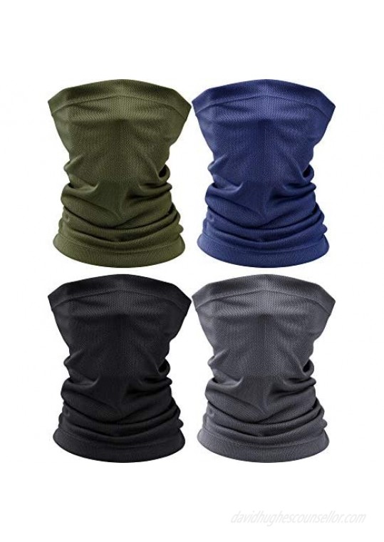 4 Pieces Summer Face Scarf Mask Dust Sun Protection Thin Breathable Neck Gaiter Windproof Running Fishing Cycling Cool Bandana (Black Green Navy Grey)