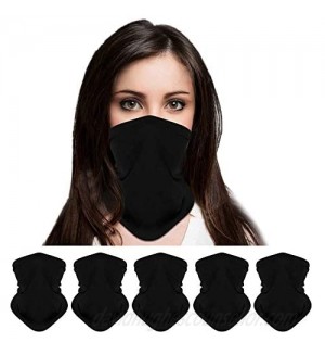5-Pack Bandanas Neck Gaiter Scarf Face Protection Magic Scarf Headwear ，Dust Mask  Face Scarf Mask Black