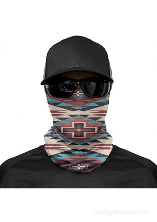 5Pcs Neck Gaiter Face Mask Reusable American Native Southwest Pattern Unisex Breathable Balaclavas Bandana for Dust Wind Sun UV Motorcycling Hiking Fishing Running