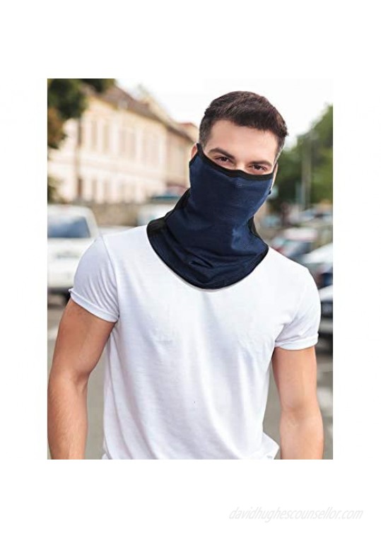 6 Pieces Face Cover Scarf with Ear Loops Ice Silk UV Protection Neck Gaiter Headwear Balaclava for Men Women