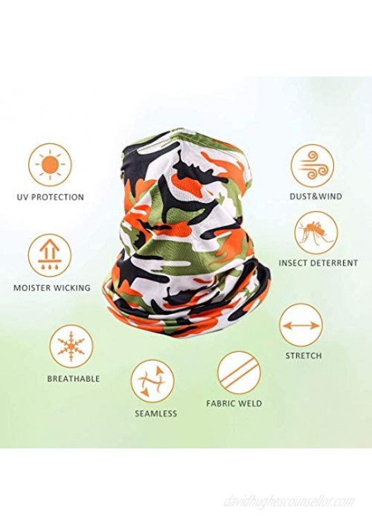 6 Pieces Sun UV Protection Face Mask Neck Gaiter Windproof Scarf Sunscreen Breathable Bandana Balaclava for Sport Outdoor