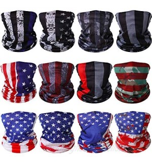 9 pcs Neck Gaiters American/US Flag Breathable Bandana Scarf Women Men