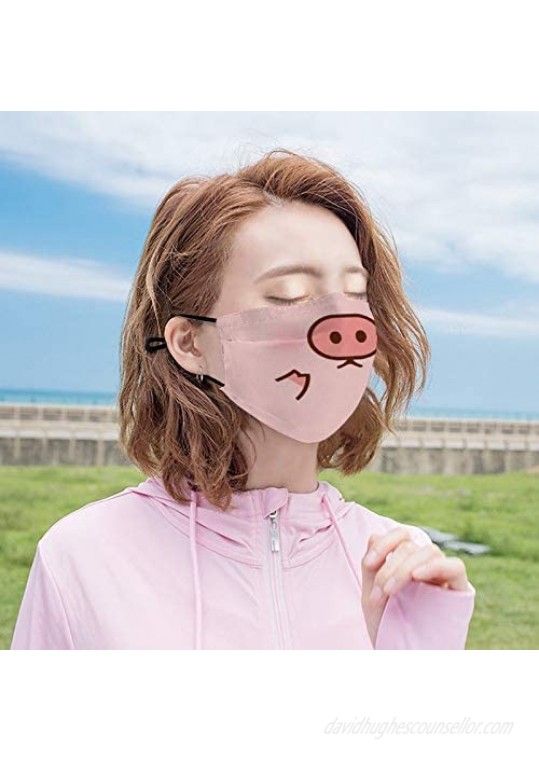 Acafugs Piggy Cute Pig Cartoon Patterned Pink Half Face Cover Windproof Reusable Comfortable Breathable Balaclava for Women Men Customized