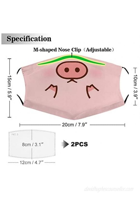 Acafugs Piggy Cute Pig Cartoon Patterned Pink Half Face Cover Windproof Reusable Comfortable Breathable Balaclava for Women Men Customized