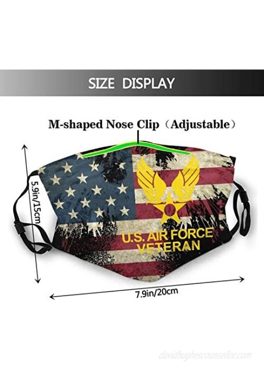 Air Force USAF Face Mask with Filters Washable Reusable Scarf Balaclava for Women Men Adult Teens