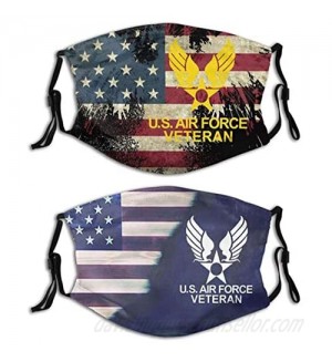 Air Force USAF Face Mask with Filters  Washable Reusable Scarf Balaclava  for Women Men Adult Teens