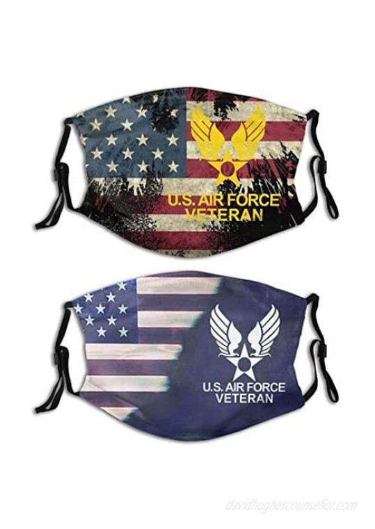 Air Force USAF Face Mask with Filters  Washable Reusable Scarf Balaclava  for Women Men Adult Teens