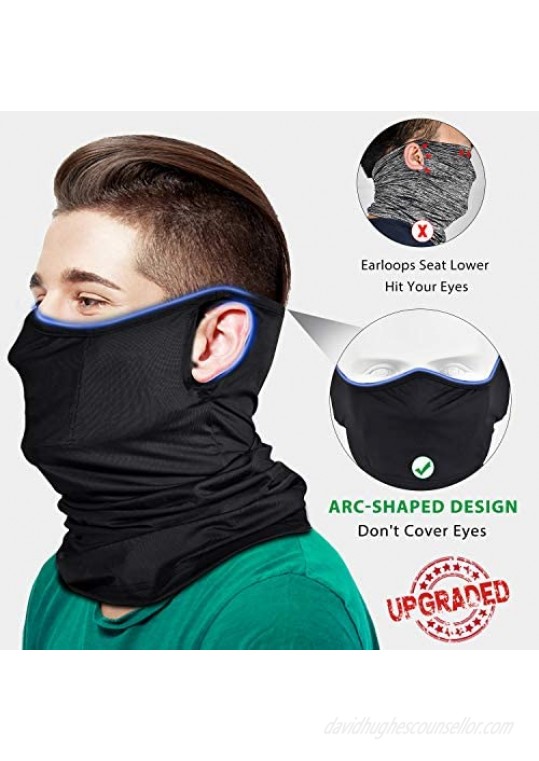 Arc-Shaped Neck Gaiter Face Mask Balaclava with Ear Loop Filter Dust Mask Scarf