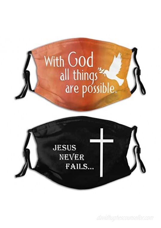 Christian Jesus-Face Mask with Filters  Washable Reusable Scarf Balaclava  for Women Men Adult Teens
