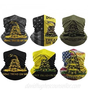 Don't Tread On Me Neck Gaiters Face Coverings for Outdoor Scarf Cool Masks Gators Windproof Balaclava for Women Men Breathable Bandanas Washable (6 Pack)