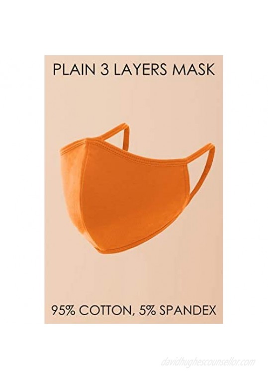 DOUBLE ICON Cloth Face Mask – 5 Pack Fabric 3-Layers Protection Breathable Reusable Safety Fashion Covering Adult Women