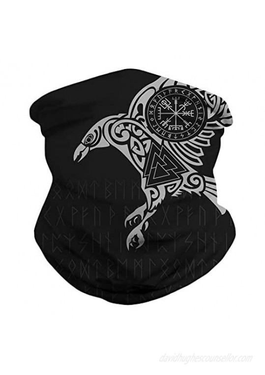 DUOLIFU Cool Skull Face Bandanas Sports & Casual Headwear Viking Print Neck Gaiter  Headwrap  Balaclava  Helmet Liner