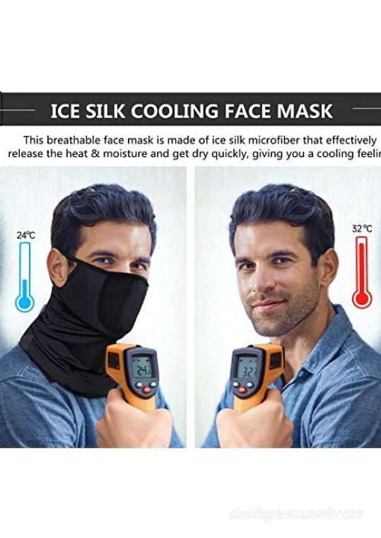 Face Coverings for Men Women with 2 Filters - Cooling Neck Gaiter Scarf Workout Face Mask with EarLoops
