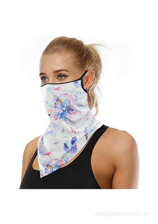 Face Mask Bandana 4 Pack Ear Loops Rave Face Balaclava Women Men Neck Gaiter Scarf Face Cover for Outdoors Motorcycle Biking