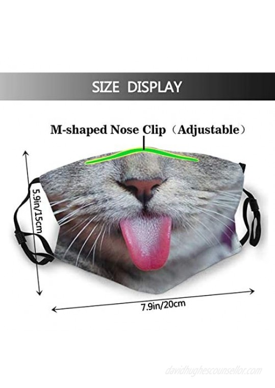 Funny Cat Face Mask With Filter Pocket Washable Face Bandanas Balaclava Reusable Fabric Mask With 2 Pcs Filters