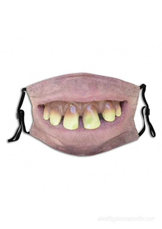 Funny Tooth Face Mask Comfortable Balaclavas Reusable Bandana Adjustable Scarf For Adult (With 2 Filters)