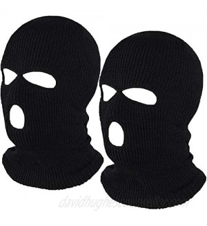 Fvviia 2 Pieces 3 Hole Knitted Face Cover Double Thermal Windproof Winter Ski Mask for Outdoor Sports