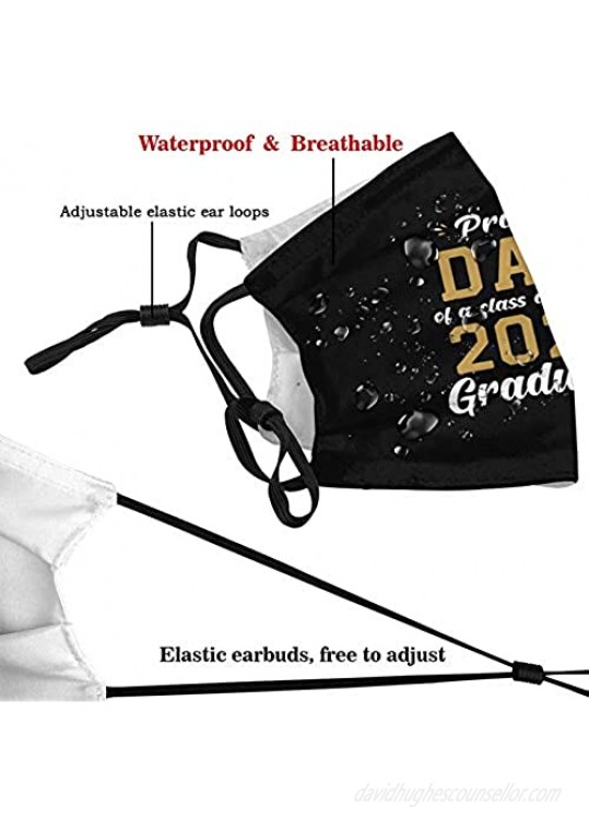 GYTIWBL Proud Dad of Class of 2021 Graduate Mask with Filter Dust Mask Adjustable Face Mask for Men Women