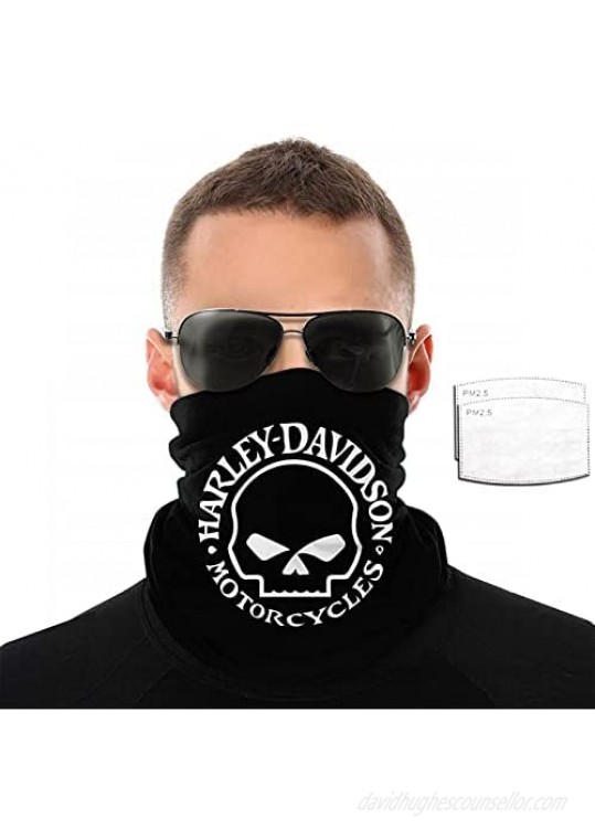 Harley Davidson Motorcycle Mask for Men Women Neck Gaiter Face Mask Bandana Balaclava Scarf with 2 Filter