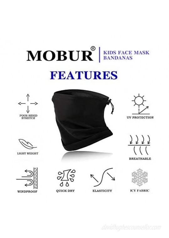 MOBUR Neck Gaiter Face Scarf Mask Bandana Dust Face Mask Headband with Adjustable Tie Behind Head Straps