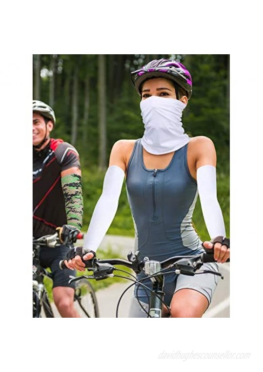 Neck Gaiter Balaclava Face Cover Sport Headband Bandana and UV Sun Protection Arm Sleeves