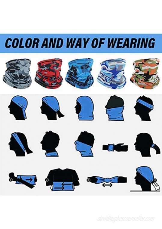 Neck Gaiter Face Mask Mens Womens Balaclavas Uv Face Shield Cloth Face Cover Scarf Bandanas Multipurpose Headwear 5 Pack…